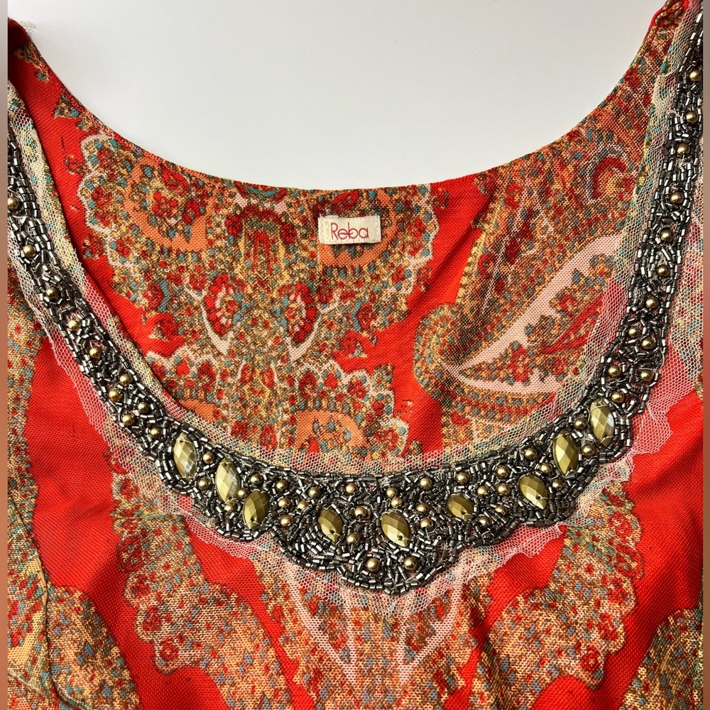 Reba Maxi Red Dress with Scoop Neck-line - Bohemian Style - Picture 6 of 6
